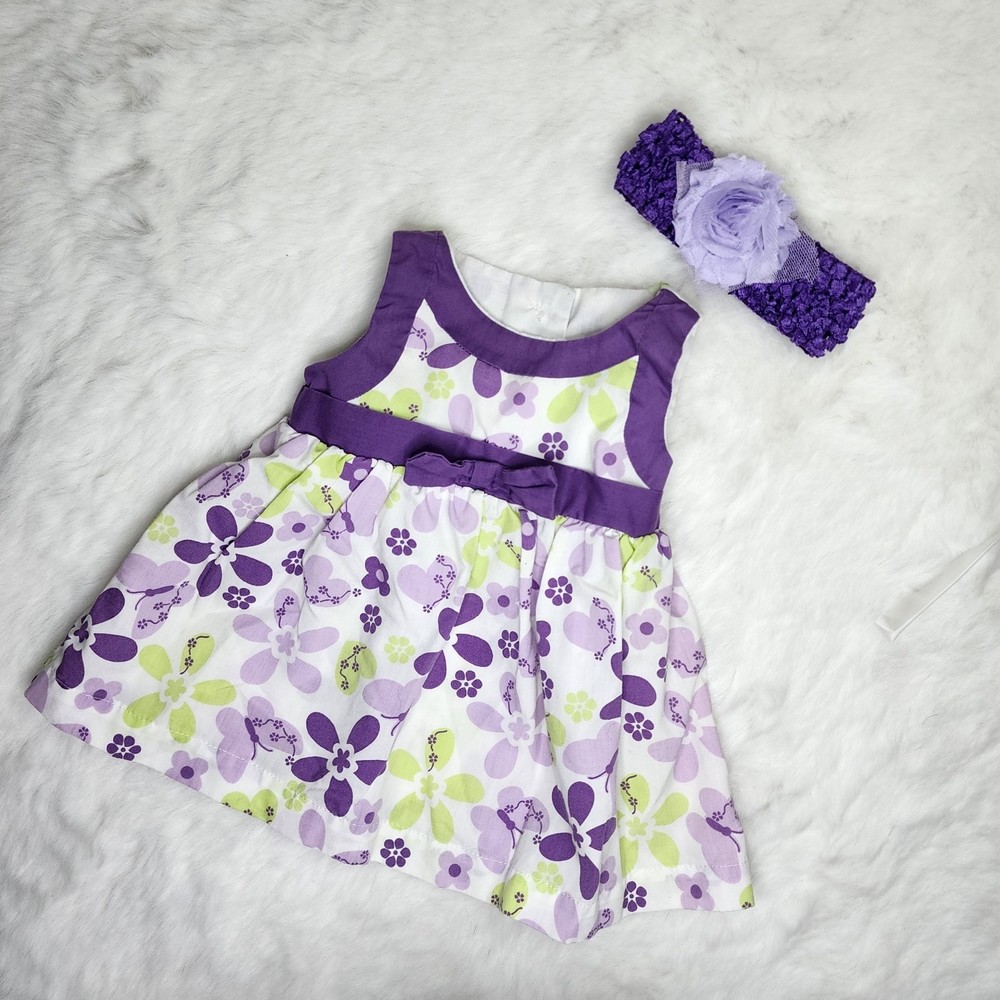 3/$10 Penelope Mack Purple and Lavender Floral Formal Dress with Headband